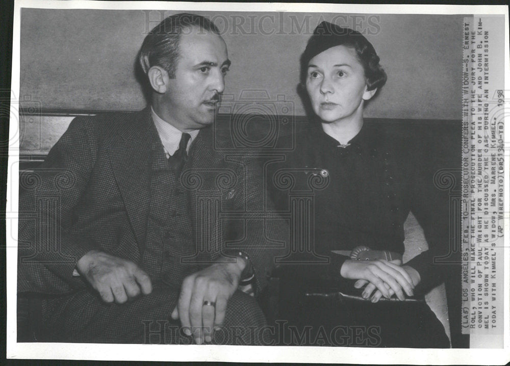 1938 Press Photo LA Prosecutor Confers Victim&#39;s Wife - Historic Images
