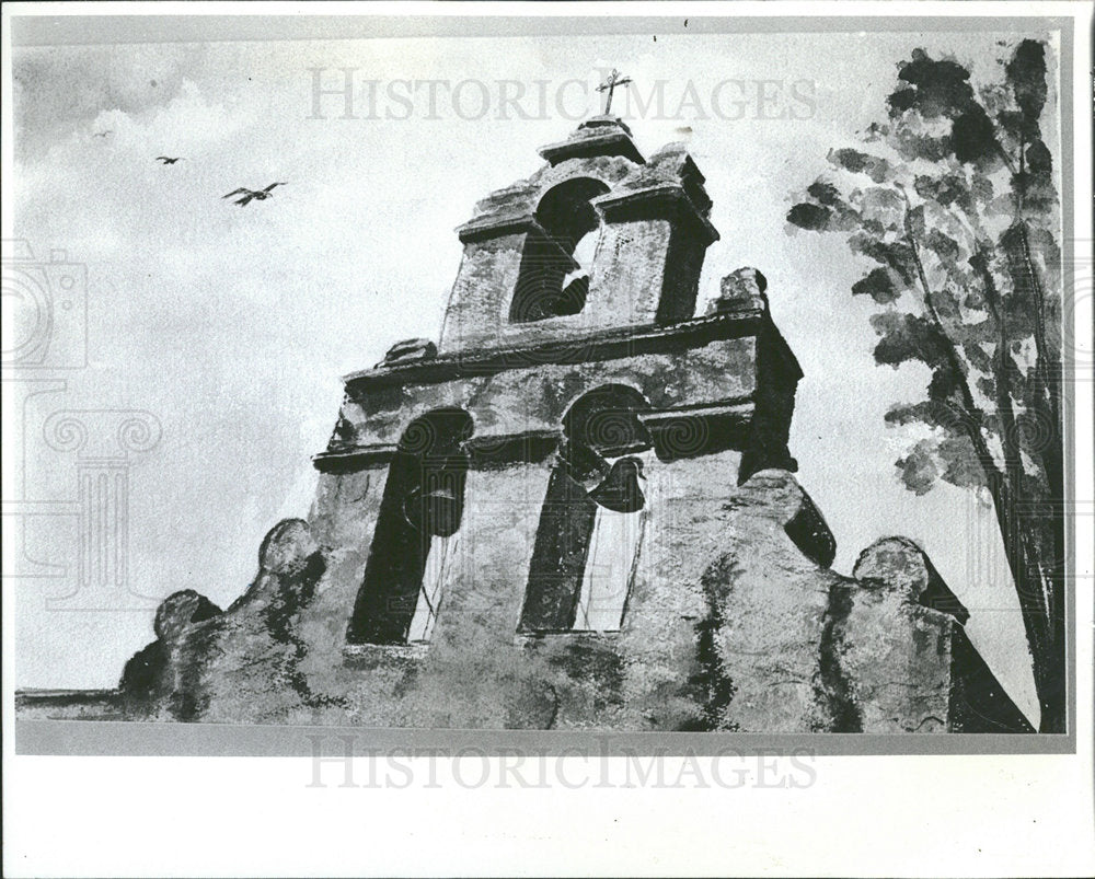 1977 Press Photo Painting By Artist Albert McNaul - Historic Images