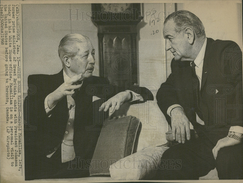1968 Press Photo ex PM Harld Macmillan & LBJ - Historic Images