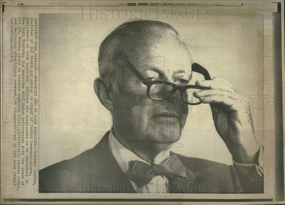 1971 Press Photo Editor In Chief Gardner Cowles - Historic Images