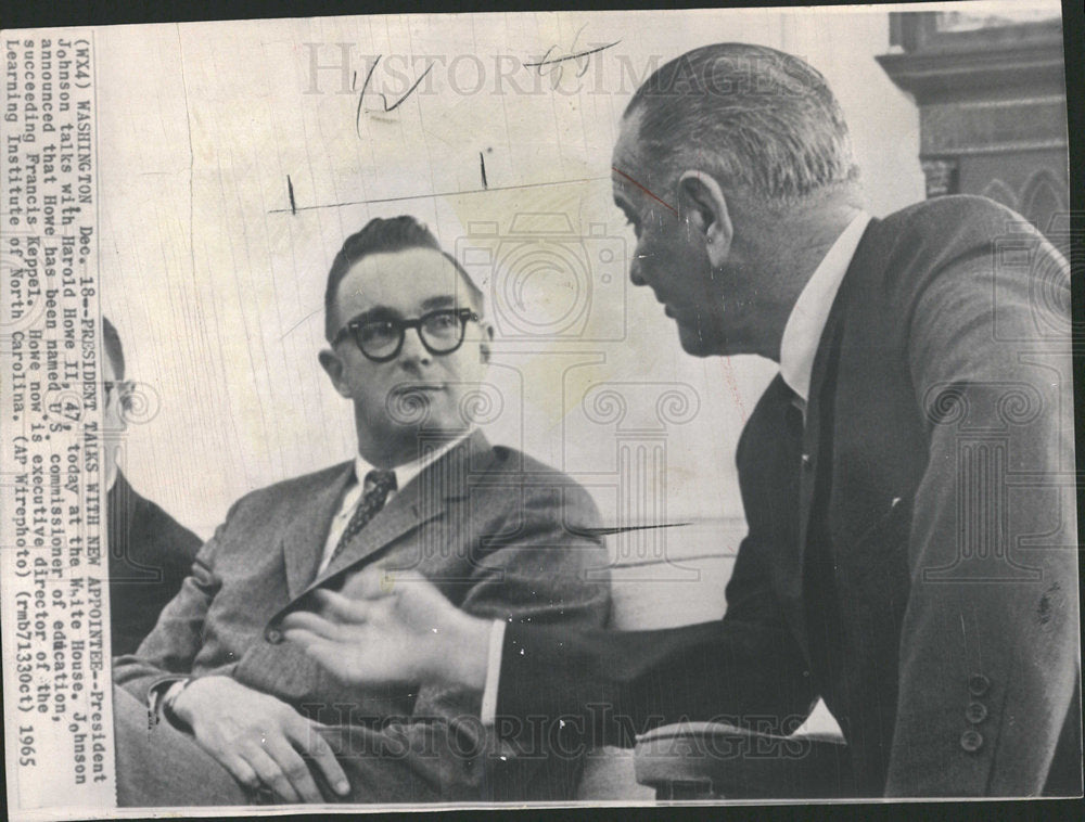 1965 Press Photo Harold Howe Johnson White House North - Historic Images