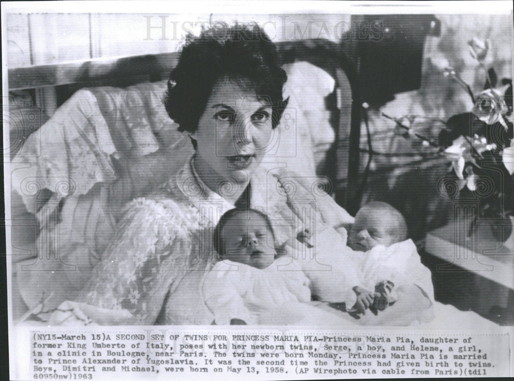 1963 Press Photo Italian Princess Maria Pia With Twins - Historic Images