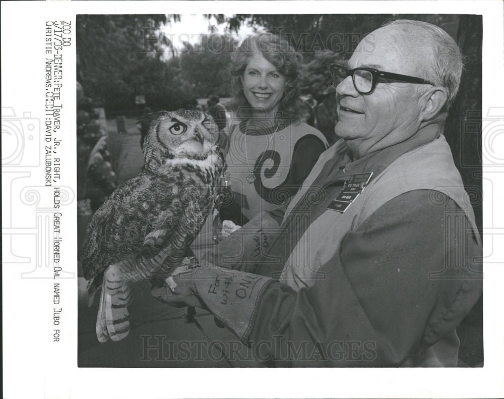 1993 Press Photo Pete Traver Jr Bubo Christie Andrews - Historic Images