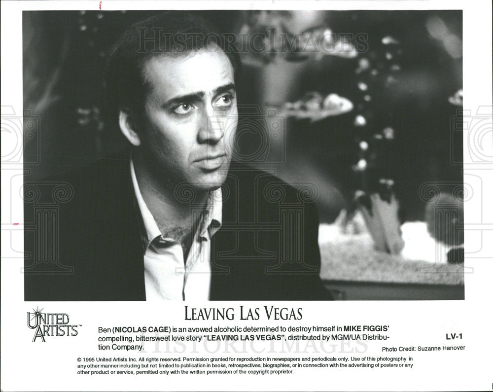 1997 Press Photo Cage Stars In Leaving Las Vegas - Historic Images