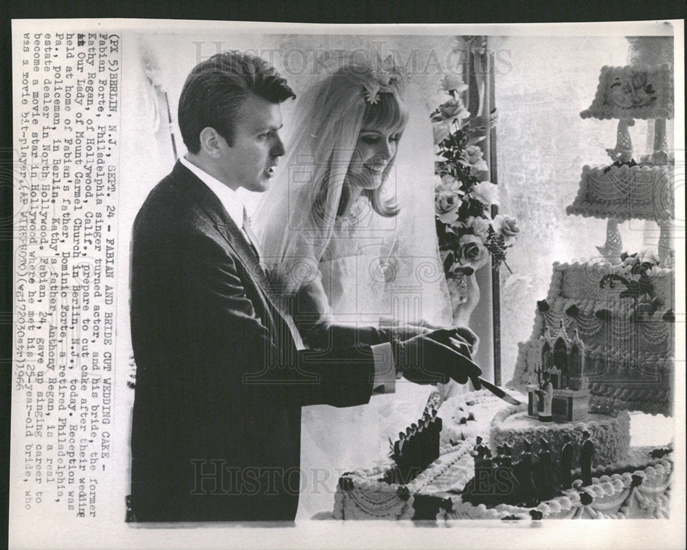 1966 Press Photo Fabian Forte bride Kathy Regan - Historic Images