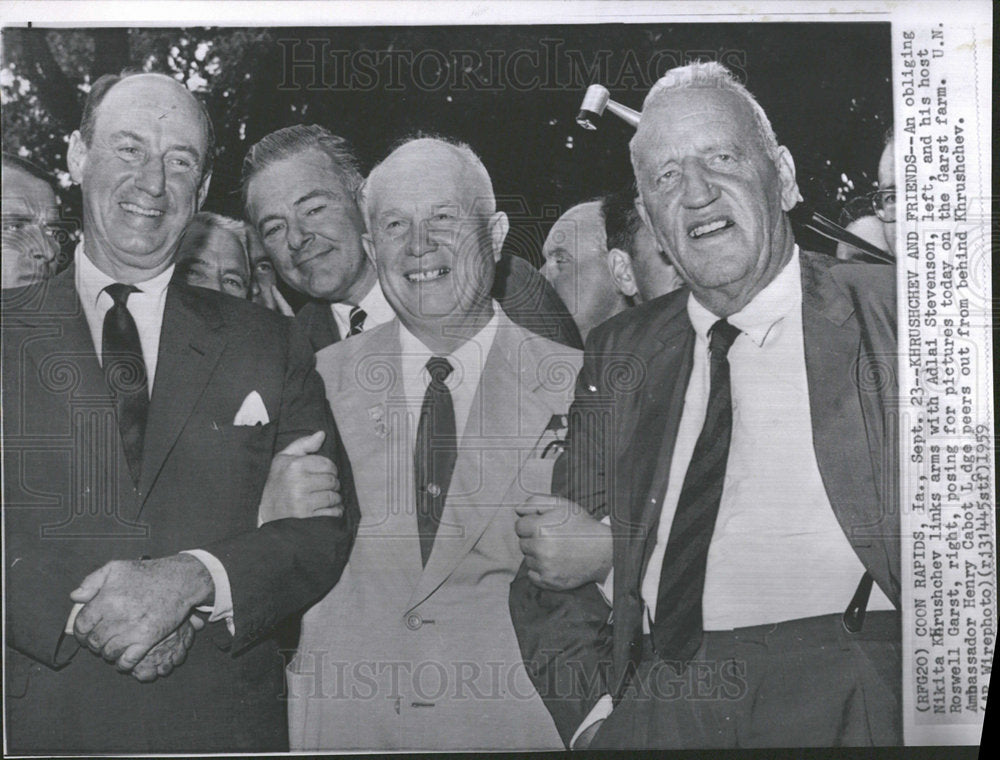 1959 Press Photo Roswell Garst Adlai Nikita Khrushchev - Historic Images