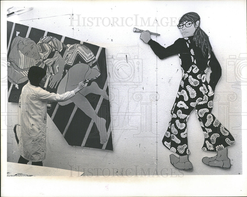 1974 Press Photo artist Helen Barchilon paints - Historic Images