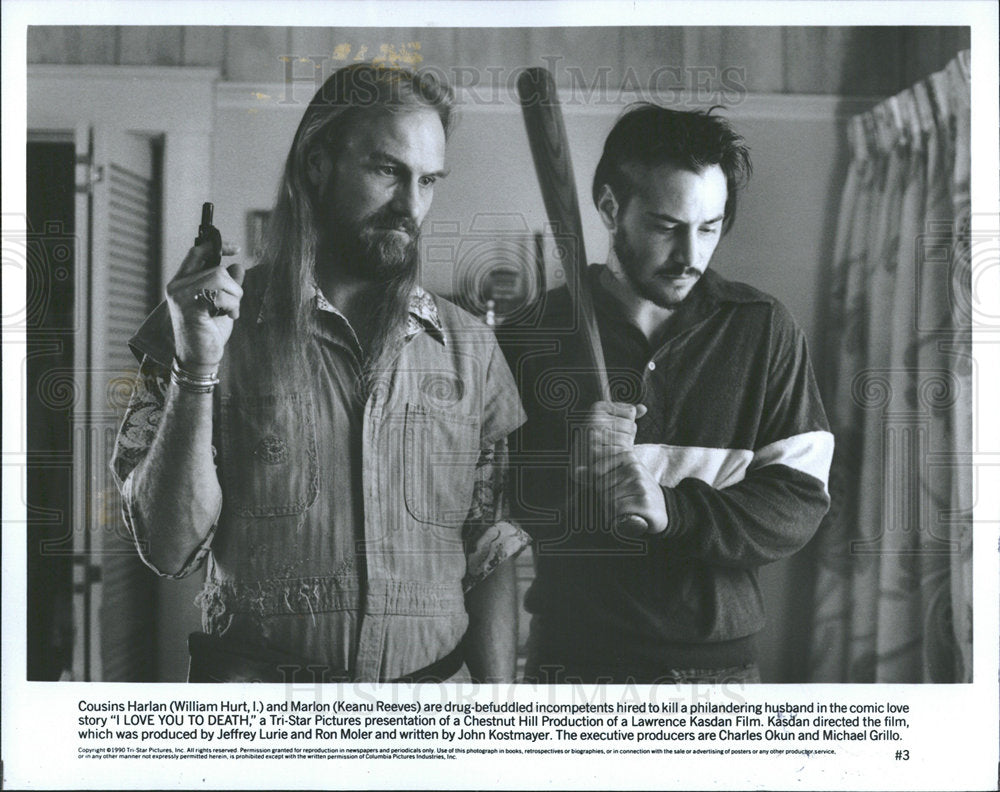 1990 Press Photo William Hurt Keanu Reeves Love Death - Historic Images