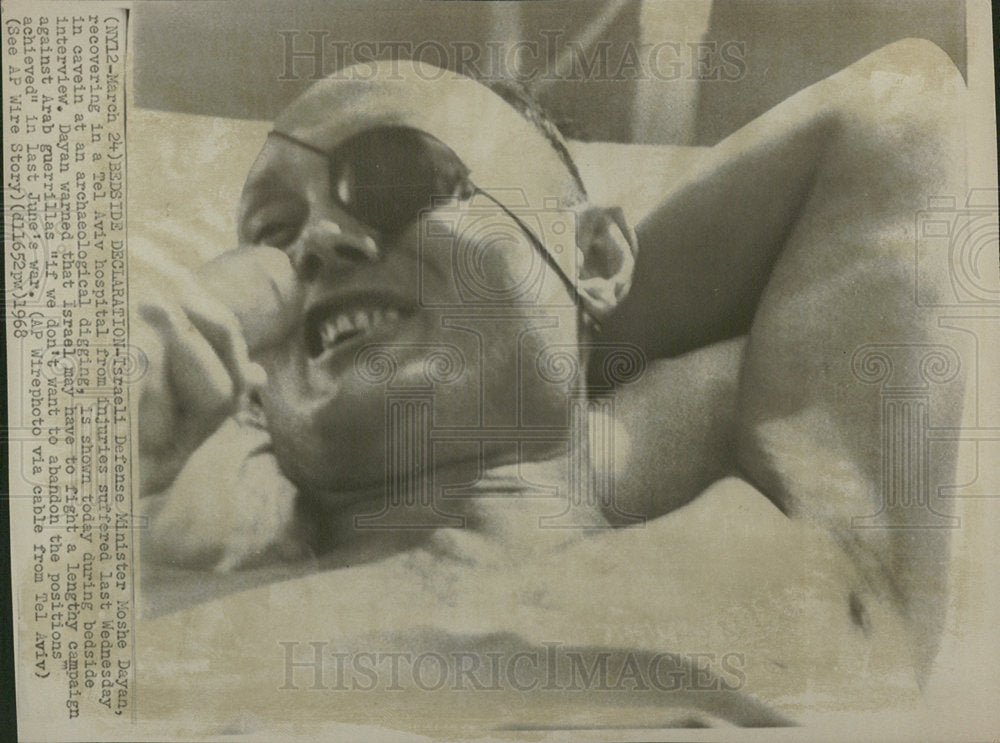 1968 Press Photo Israeli Defense Minister Moshe Dayan - Historic Images