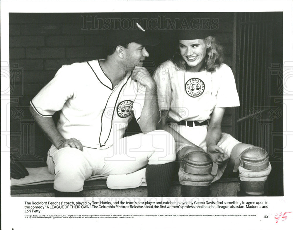 1992 Press Photo Tom Hanks Geena Davis League of Own - Historic Images