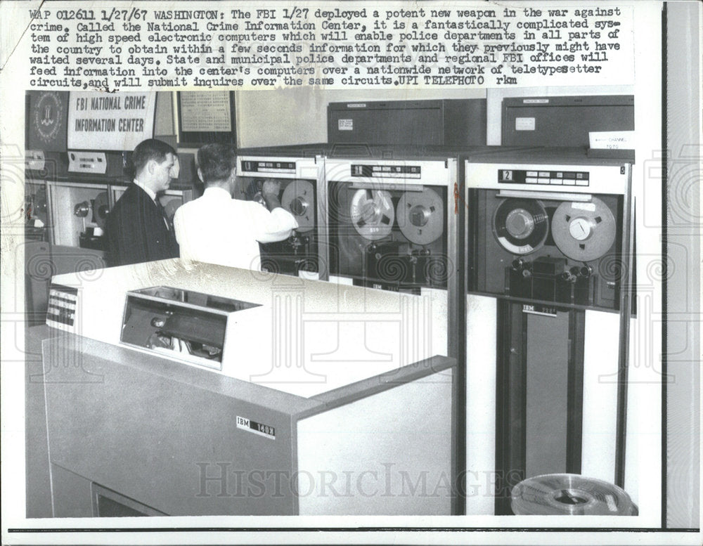 1967 Press Photo FBI National Crime Information Center - Historic Images
