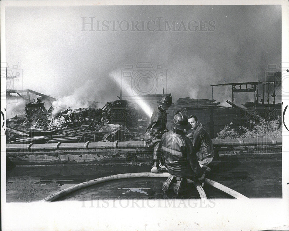 1968 Press Photo Firemen Fight McGuire Hardwood Fire - Historic Images