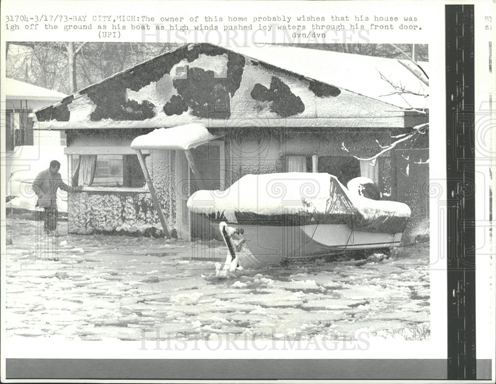 1973 Press Photo Bay City, Michigan Flood - Historic Images
