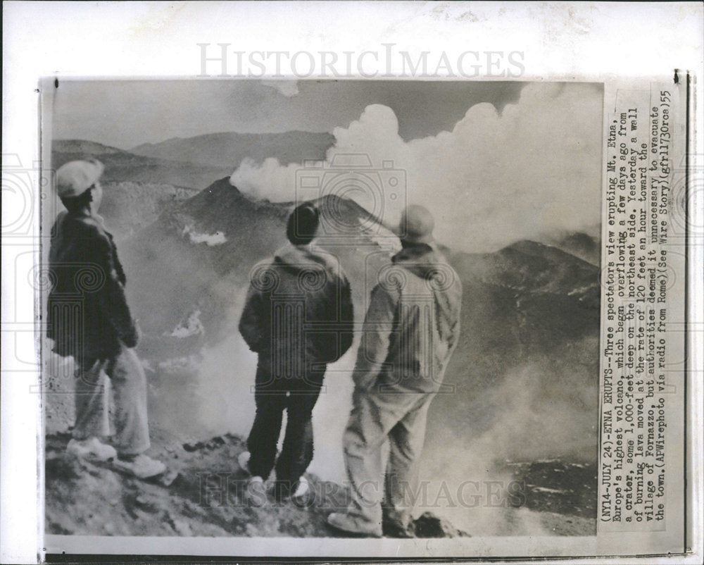 1956 Press Photo Mt. Etna Europe highest volcano erupt - Historic Images