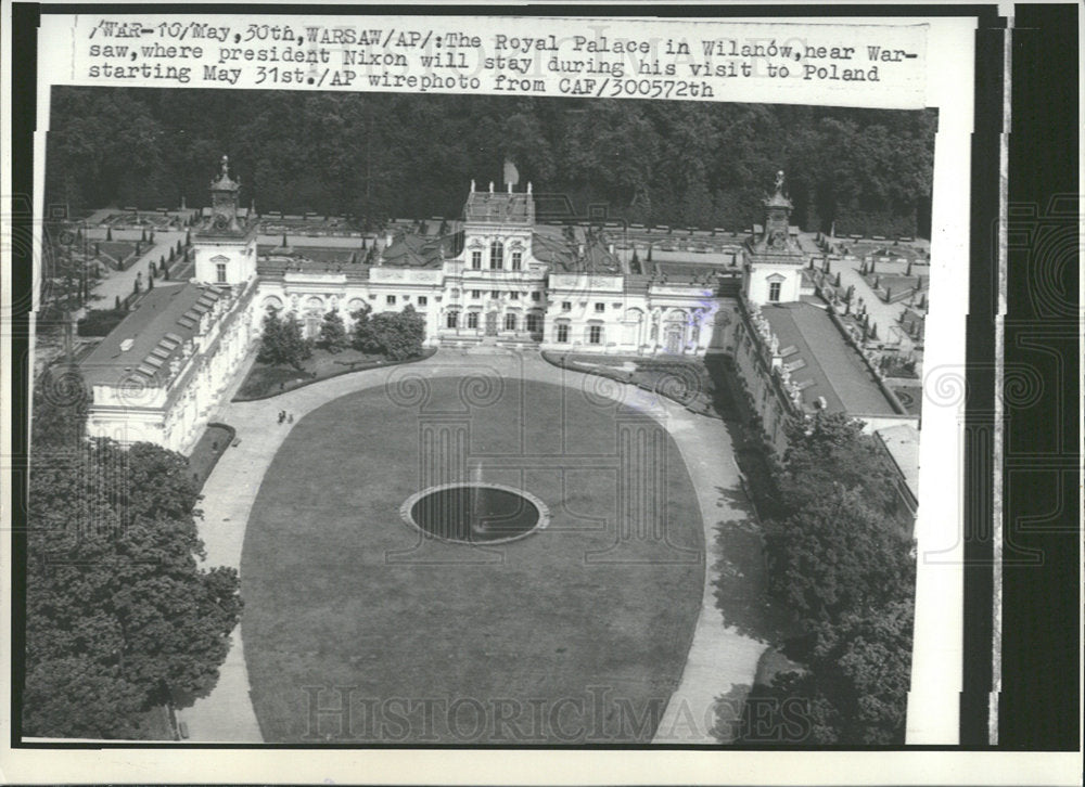 1972 Press Photo Poland Royal Palace Aerial View - Historic Images