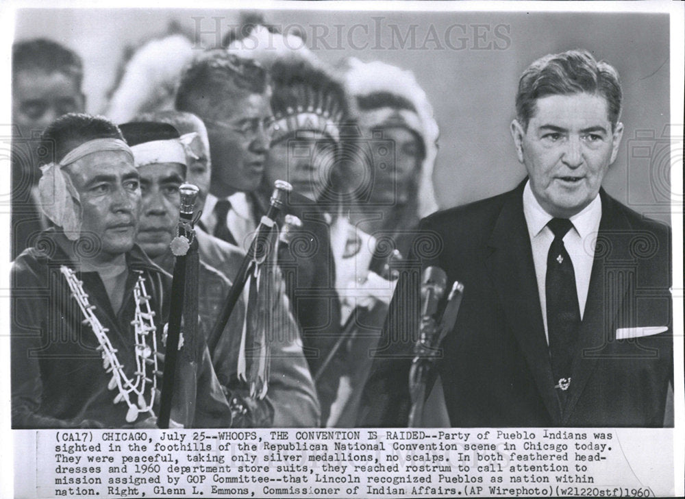 1960 Press Photo Pueblo Indians Rep Natl Convention - Historic Images