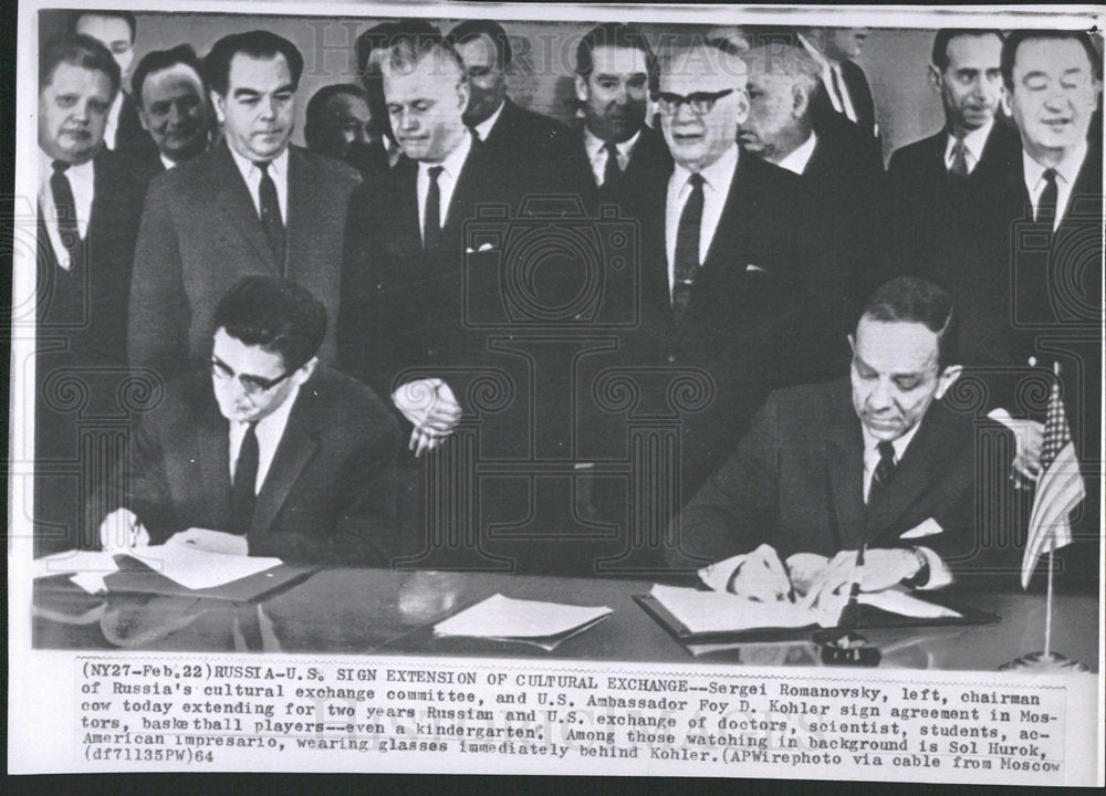 1964 Press Photo US Signing Cultural Exchange Russia - Historic Images