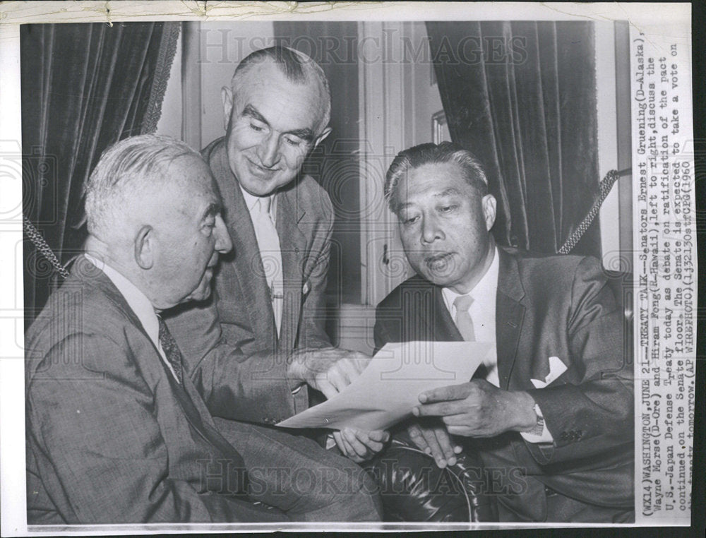 1960 Press Photo Senators Gruening Morse Hiram Fong - Historic Images