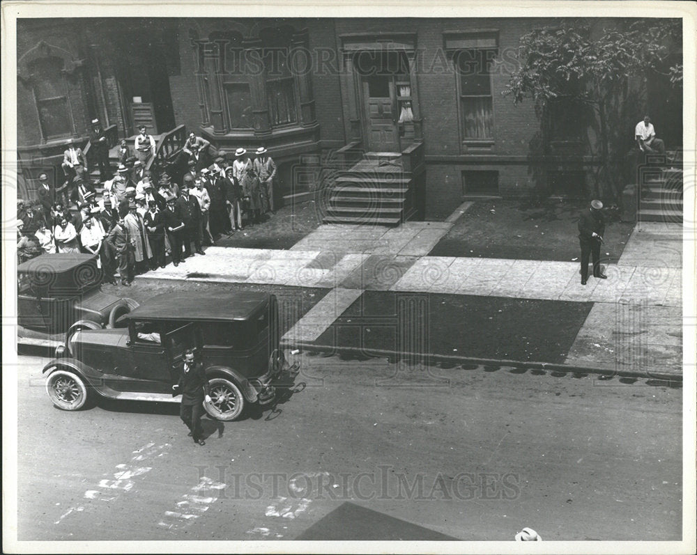 1935 Press Photo Payroll Robbery Re-enactment Killing - Historic Images