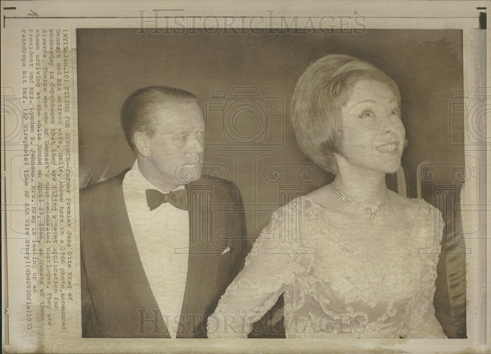 1973 Press Photo Premier Denmark Otto Krag wife Helle - Historic Images