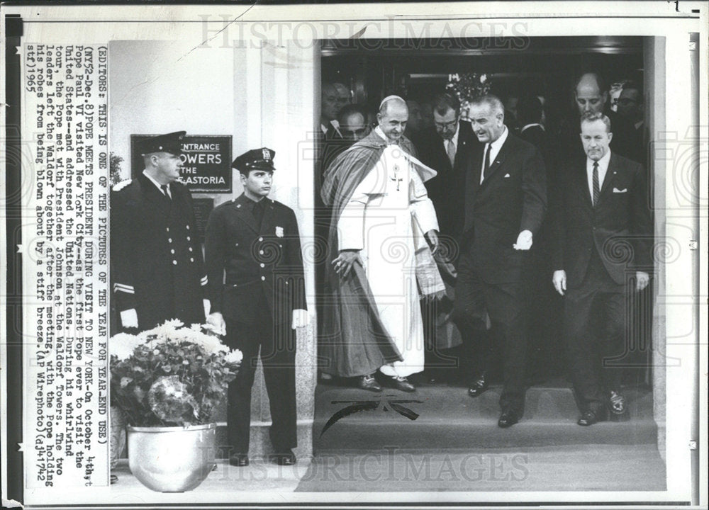 1965 Press Photo Pope Paul VI &amp; President Johnson - Historic Images