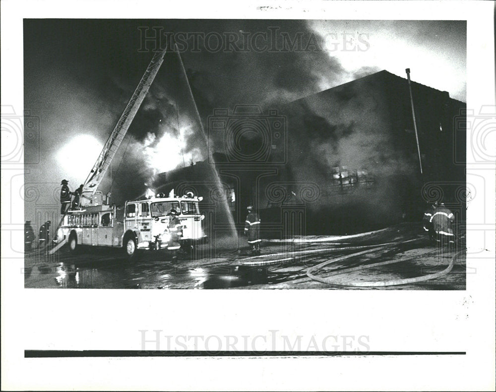1984 Press Photo Detroit Abandoned Industrial Bldg Fire - Historic Images