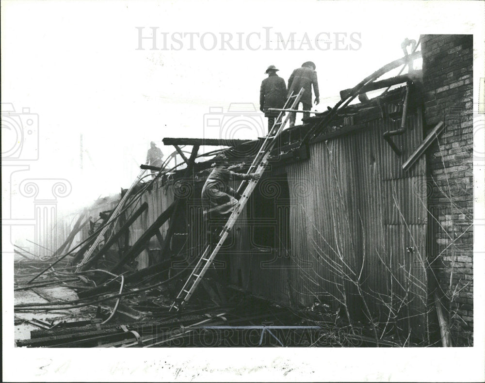 1984 Press Photo Detroit Chemical Works Clean Up Fire - Historic Images