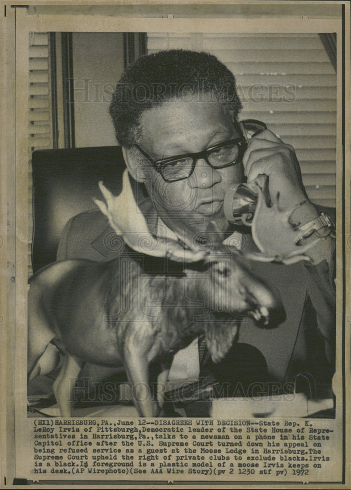 1972 Press Photo State Rep Leroy Irvis Of Pittsburgh - Historic Images