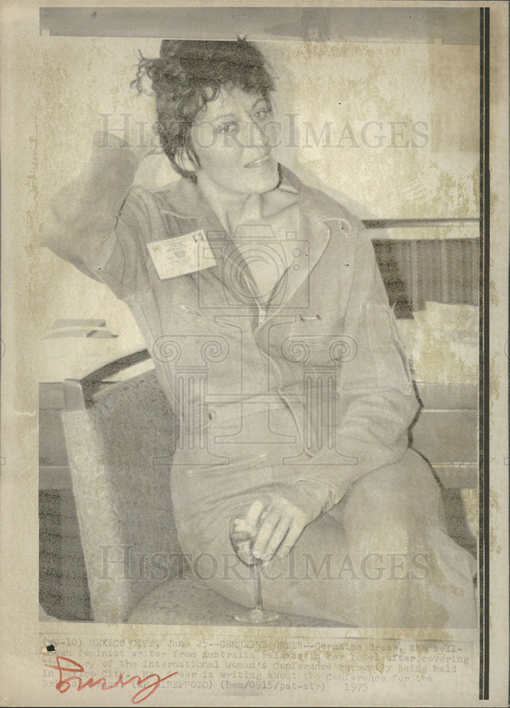 1975 Press Photo Germaine Greer - Historic Images