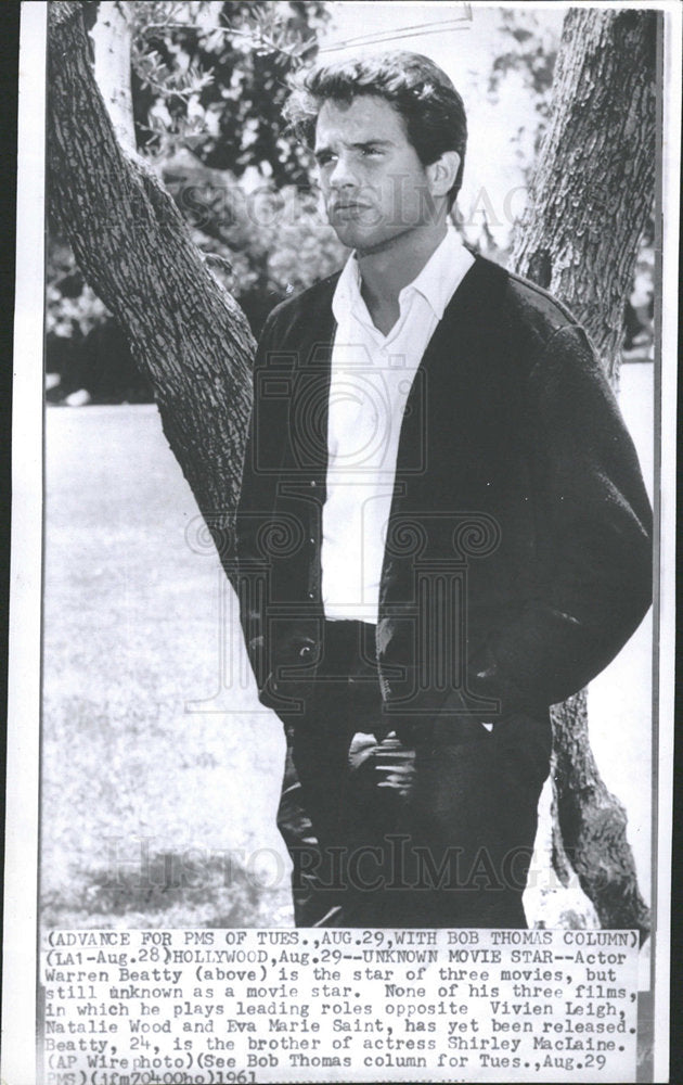1961 Press Photo Warren Beatty Actor - Historic Images
