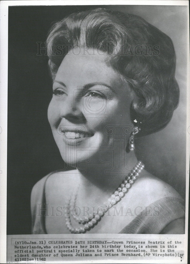 1962 Press Photo Crown Princess Beatrix Netherlands - Historic Images