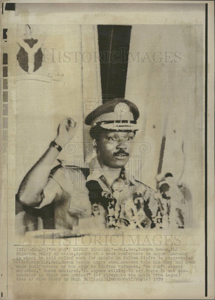 1970 Press Photo Yakubu Gowon Nigeria Biafra Relief - Historic Images