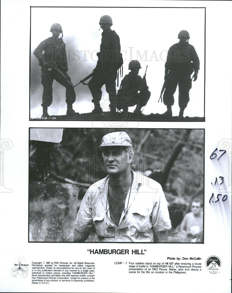1987 Press Photo Hamburger Hill Scene, Director Irvin - Historic Images