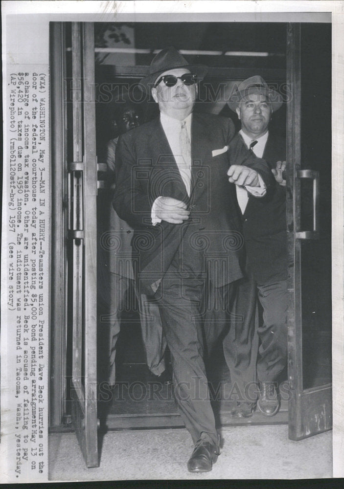 1957 Press Photo Teamsters Union President Dave Beck - RRY07903 - Historic Images