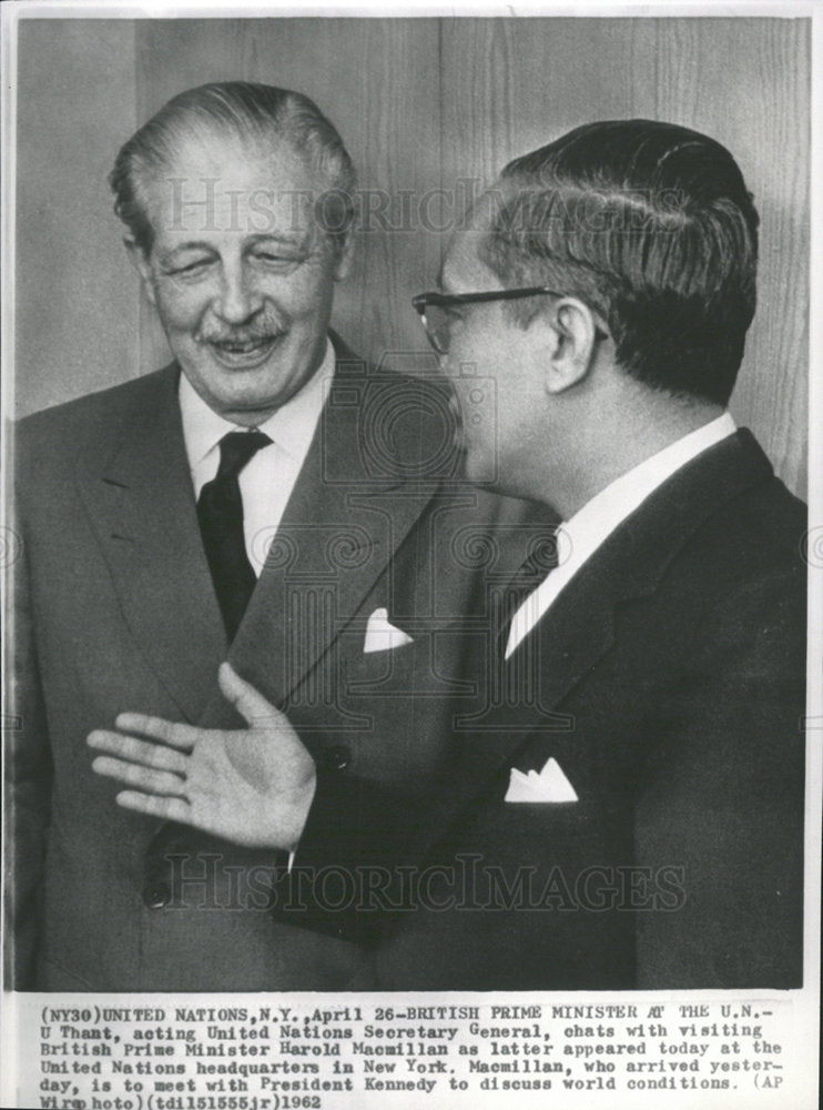 1962 Press Photo U Thant &amp; Harold Macmillan - Historic Images