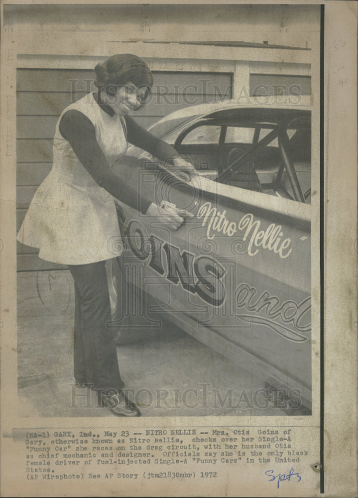 1972 Press Photo Nitro Nellie Goins Funny Car Racing - Historic Images