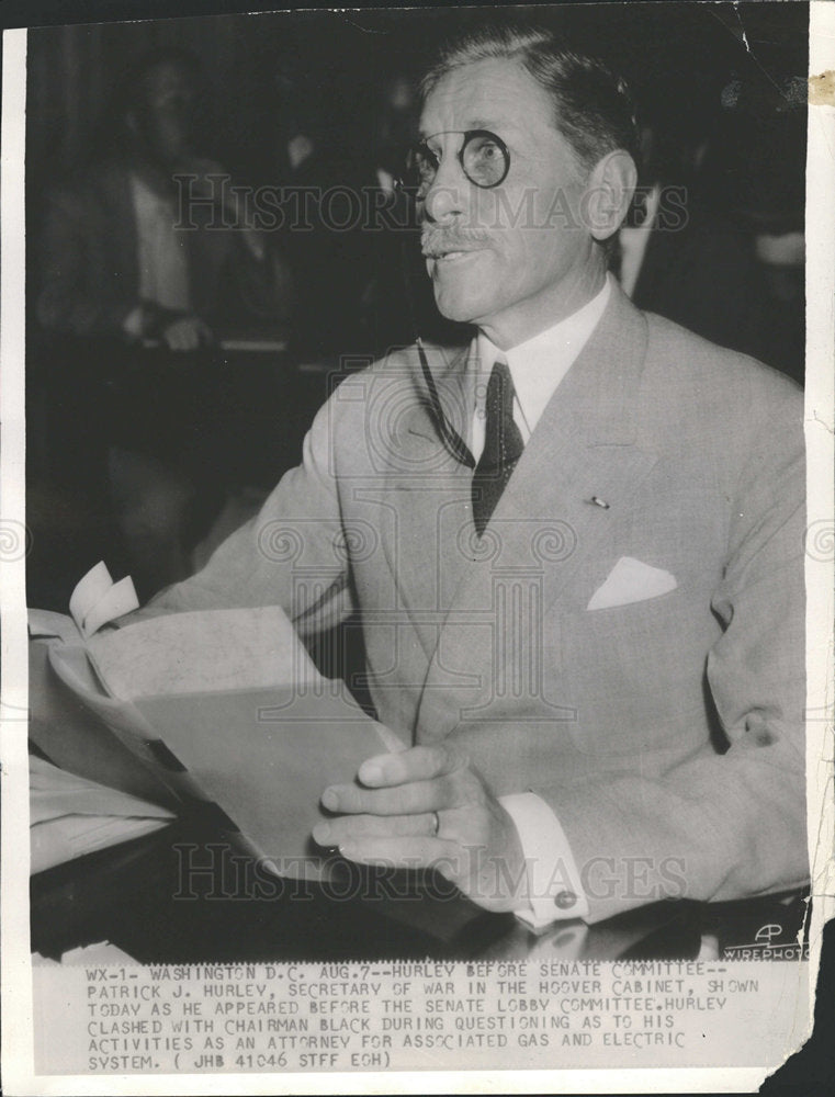 1935 Press Photo Patrick Hurley Secretary of War Hoover - Historic Images