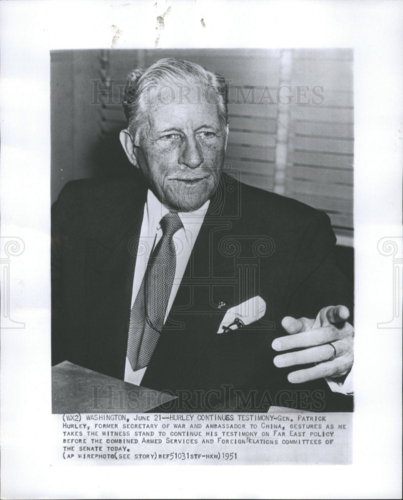 1951 Gen Hurley Testifying Far East Policy-Historic Images