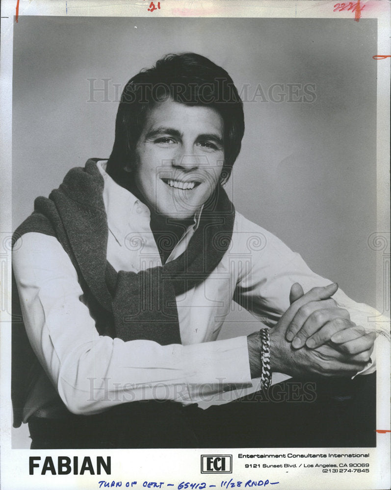 1976 Press Photo Fabian American Teen Idol Singer - Historic Images