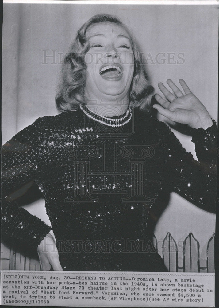 1963 Press Photo Veronica Lake Actress - Historic Images