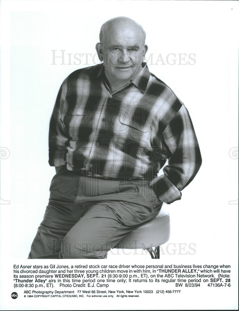 1996 Press Photo Ed Asner Actor Thunder Alley ABC TV - Historic Images