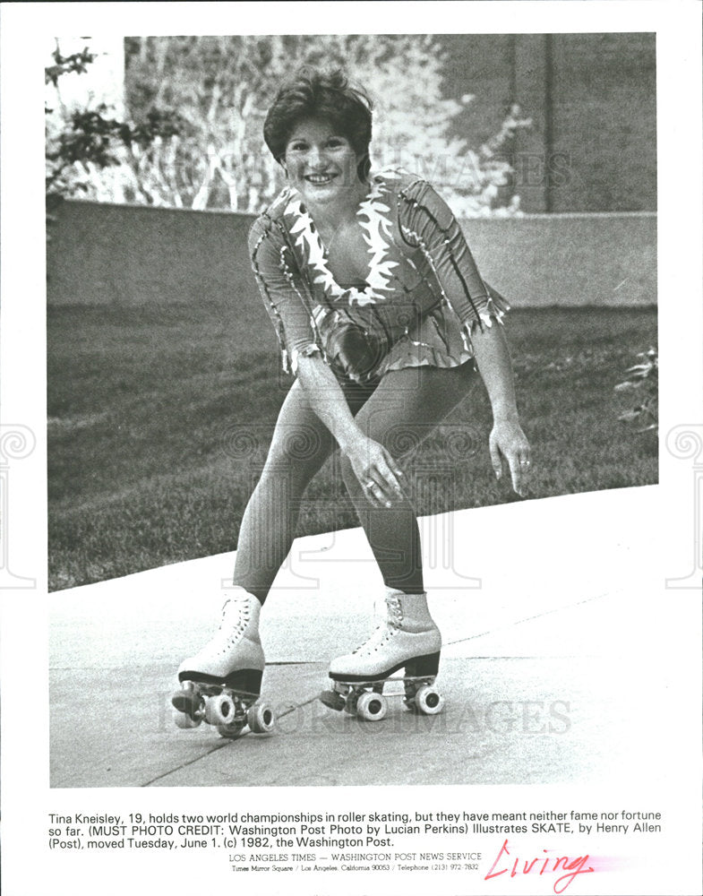 1982 Press Photo Rolling Skate Champ Tina Kneisley - Historic Images