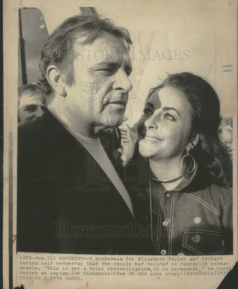 1975 Press Photo Taylor and Burton reconcile - Historic Images