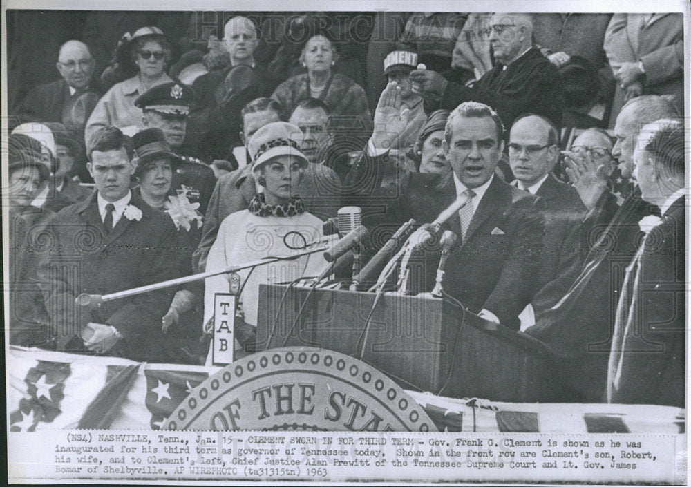 1963 Press Photo Gov. Frank Clement inaugurated - Historic Images
