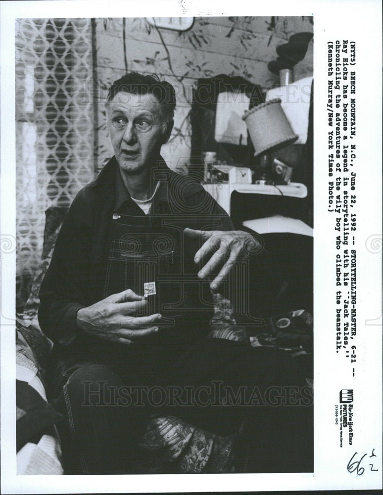 1992 Press Photo Jack Tale Storytelling Master Ray Hick - Historic Images