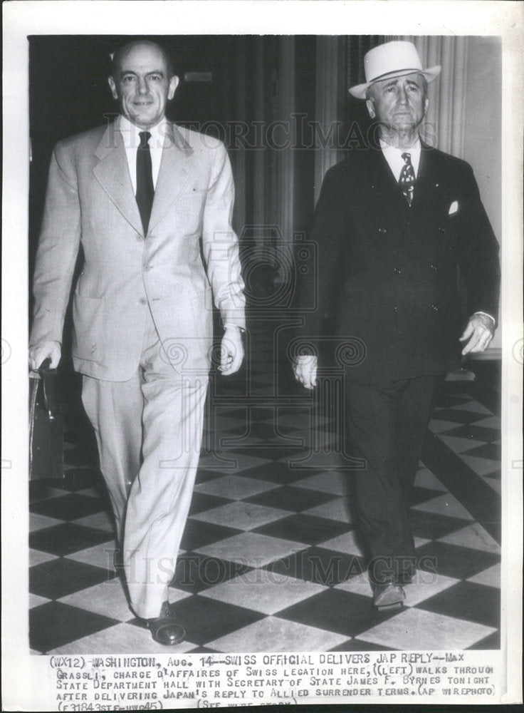 1945 Press Photo Max Grassli Swiss Diplomat - Historic Images