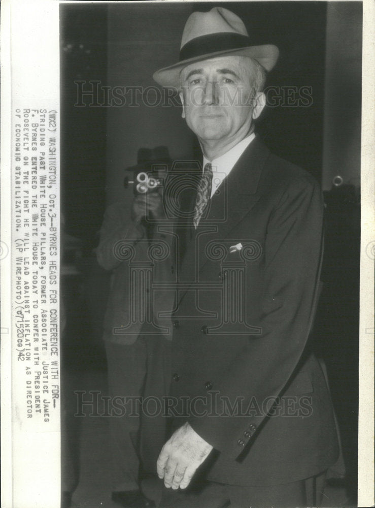 1942 Press Photo James Byrnes President Roosevelt White - Historic Images