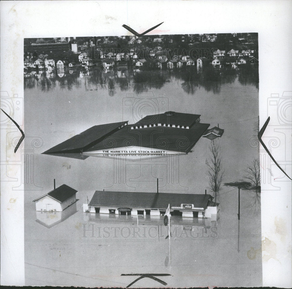 1948 Gas Pumps Restaurant Marietta Flood-Historic Images