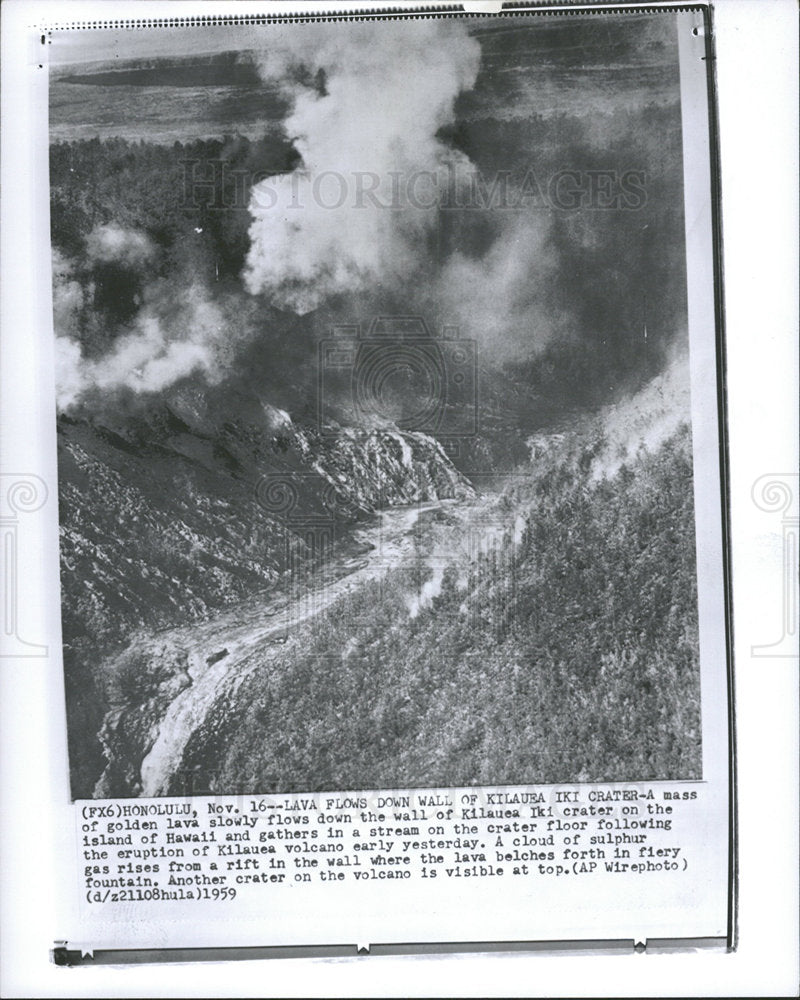 1959 Press Photo Mass Golden Lava Slowly Flow Kilauen - Historic Images