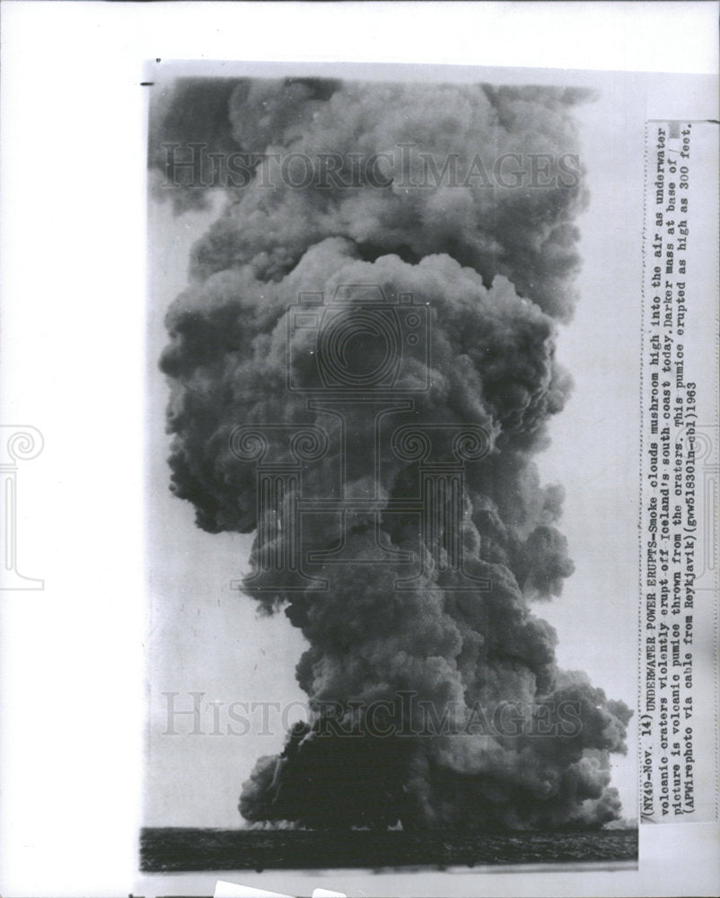 1963 Press Photo Underwater power erupts Smoke Clouds - Historic Images